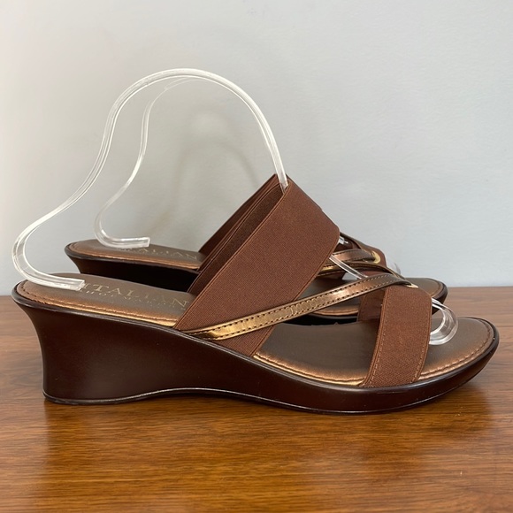 ITALIAN SHOEMAKERS ELASTIC WEDGE SANDALS - Picture 2 of 14